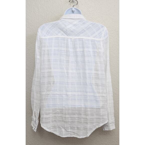Aeropostale White Sheer Woven Material Button Up Top Medium Lightweight Soft - Picture 4 of 6